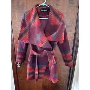 Steve Madden Aztec Print Drape Coat
